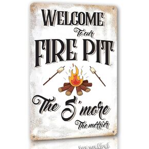Funny Vintage Metal Sign Welcome To Our Fire Pit The Smore The Merrier Tin Signs Country Kitchen Wall Art Decor For Home Room Bathroom Cafes Clubs Farm Garden Garage Inspirational Quotes 8×12 Inch