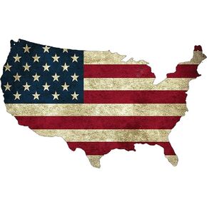 Rogue River Tactical USA American Flag Metal Tin Sign, 14x8 Inch, Wall Décor -Man Cave Bar US United States Rustic Cut Out Outline