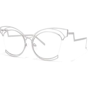 VOOGLAM Oversize Cat Eye Eyeglasses for Women with Non-prescription Clear Lens Maggie GM0340 in Kuwait