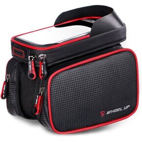 Bike Frame Bag, Waterproof Bike Cell Phone Mount Holder Bicycle Front Top Tube Pouch Pannier Cycling Frame Crossbar Storage Bags for iPhone 12 11 Pro Max XS XR X 8 Plus Samsung Smartphone up to 6.5''