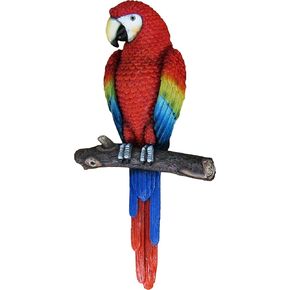 DWK 13.9" Island Princess Beautiful Tropical Parrot Macaw on Branch 3D Wall Art Sculpture Home and Garden Decor