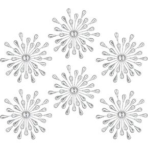 6 Pcs Silver Metal Wall Art Crystal Starburst Wall Decor Bling Shiny Rhinestones Sunburst Water Drop Wall Decor Home Wall Decor Wall Hanging Diamond Accents for Living Room Entryway Bedroom, 7 Inch
