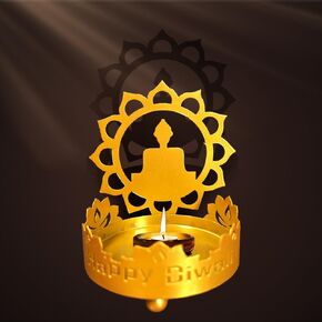 Hying Diwali Candle Shadow Lord Ganesh Diwali Shadow Lamps Deepawali Traditional Diya Tea Light Candle Holder Stand Goddess Lakshmi Shadow Statue for Indian Housewarming Gift Items Diwali Decorations