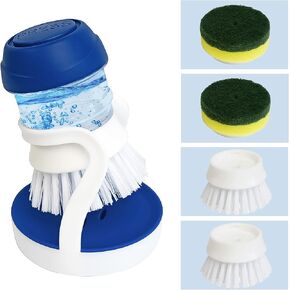 CELOX Dishwashing Brush for Dish Wash, 4 Replacement Heads and Holder Dish Brush, Leak-Free Guarantee Soap Dispensing Dish Brush, Non-Scratch Sponge Kitchen Brush, Palm Dish Washing Scrubber Brush in Kuwait