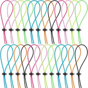 Frienda 24 Pieces Bungee Cord Strap Kit for Swim Goggles, Goggle Bungee Strap Flow Adjustable Replacement Swimming Goggle Strap Kit with 24 Cord Lock Clamps for Swimming Supplies