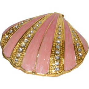 Pink Seashell Trinket Box Jewelry Box Hand Painted Decorative Box with Hinged Lid Ring Earring Holder Unique Figurine Collectible