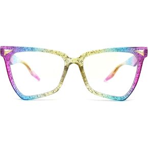 SA106 Womens Plastic Cat Eye Horn Rim 100% Blue Light Filtering Computer Glasses