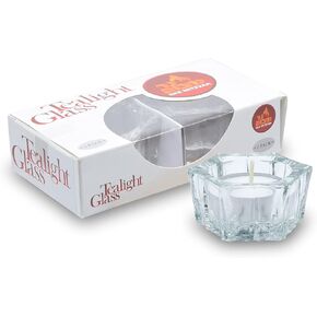 Ner Mitzvah Tea Light Candle Holders with Tealight Candles - 2 Pack Crystal Glass Tealight Candle Holder - Fits All Standard Sized Tealights