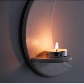 Ceramic Crescent Moon Shelf for Hanging Wall Tea Lights and Crystals - Decorative Wall Mounted Floating Shelf - Tealight Candle Holder - Witchy Cute Room Decor for Boys and Girls - Baby Gifts