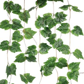 Grape Vines Artificial Ivy Hanging Greenery Garlands Silk Leaves Green Faux Foliage Decoration Bulk DIY Crafts Home Decor Indoor, 5 Strands