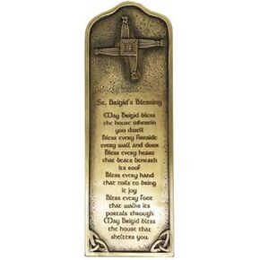 St Brigid's Bronze Blessing and Cross Wall Hanging Housewarming Plaque Handcrafted Decor (W 3.54" x H 1.03")