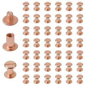 60pcs Stainless Steel Phillips Screws, Chicago Binding Screws, Round Cross Head Stud Screw, Posts Nail Rivet Chicago Button, Rose Gold（M5*8）