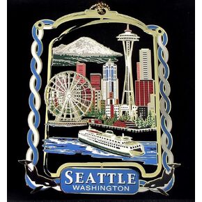 Seattle Washington City Skyline Christmas Ornament