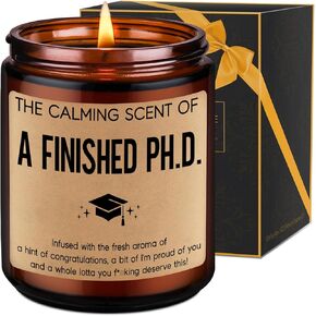 LEADO Graduation Candle - PhD Graduation Gifts, Doctorate Graduation Gifts, 2024 Graduation Gifts for Her, Him - Funny Dissertation Gift, Congrats Grad Gifts for Doctoral Graduates, Women, Men