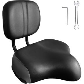 Bike Seat with Backrest, Oversized Comfortable Ergonomic Design Bicycle Saddle for Men and Women Adjustable Height Bike Saddle for Tricycle City Bike Commuter Bike Electric Bike
