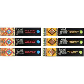 Tribal Soul Incense Smudge Sticks - Premium Quality Incense - Box of 6 Packs - 90 Grams Total - Palo Santo & Pinon Pine - Sweet Grass & Cedar