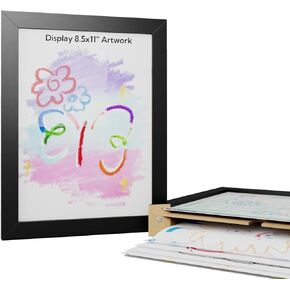 [2-Pack] Kids Art Frames, 8.5x11 Kids Artwork Frames Changeable without Elastic Bands, Black Artwork Display Storage Frame, Both Hanging or Standing, Holds 150 Pcs