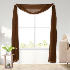 Elegant Comfort Lightweight Sheer Voile Window Scarf Valance - 216 Inch Long - 1 Panel Long Sheer Curtain for Living Room, Event Decor, Bedroom, (1 Piece) 55" X 216'' Long, Gray