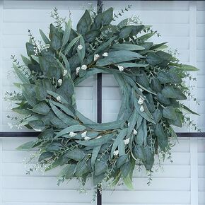 26" Eucalyptus Wreath for Front Door - Large Artificial Greenery Outdoor Wreath for Porch, Window,Farmhouse,Home,Holiday,Hanging Decor- Spring, Summer, Fall, All Seasons (Green)