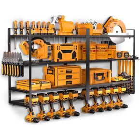 Power Tool Organizer, 8 Drill Holder Wall Mount and 4 Layers Storage Rack for Garage Organization, Shed, Workshop, Pegboard with Plier/Hammer Holder-Heavy Duty Carbon Steel-200 LBS Capacity in Saudi Arabia