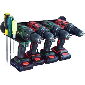 ULIBERMAGNET Magnetic Power Tool Organizer, Heavy Duty Cordless Drill Holder,Utility Storage Rack Shelf with Screwdriver Holder,Removable Tool Rack Suitable for Garage, Workshop and Warehouse