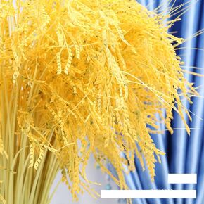 Fake Grain Plant Artificial Paddy Rice Flowers Yellow Natural Plants for Home Office Hall Shop Window Garden Decoration (12 Packs 23.6inches)