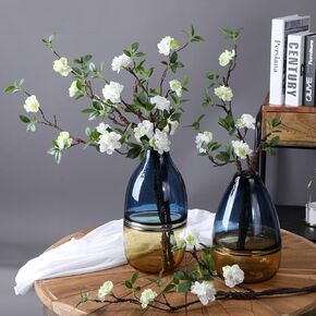 WEISPARK Artificial Flowers, 2pcs Fake Cherry Blossom Branches 31 Inch Long Stem Silk Flowers for DIY Vase Home Hotel Office Wedding Party Garden Decor (Champagne)