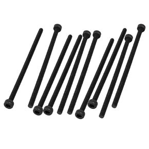 uxcell M3x65mm Fully Thread Hex Socket Head Knurled Cap Screw Bolt Black 10pcs