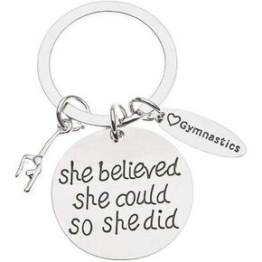 Sportybella Gymnastics Keychain- She Believed She Could So She Did Girls Gymnastics Gift- Gymnastics Jewelry - Gift For Gymnast