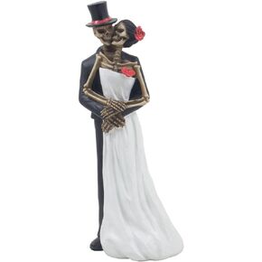 Spooky Skeleton Bride and Groom Wedding Couple Statue for Halloween Party Decorations or Scary Gothic Décor Figurines As Wedding Gifts for Couples