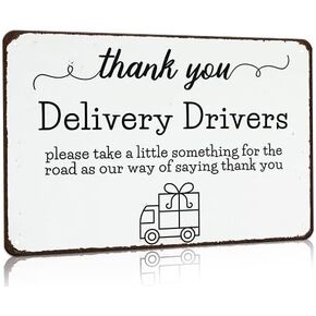 Bestylez Thank You Delivery Driver Vintage Metal Sign for Home Front Door Shop Office Decor 8 X 12 Inch (3026)