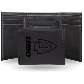 Rico Industries NFL Kansas City Chiefs Laser Engraved Black Tri-Fold Wallet - Men's Accessory