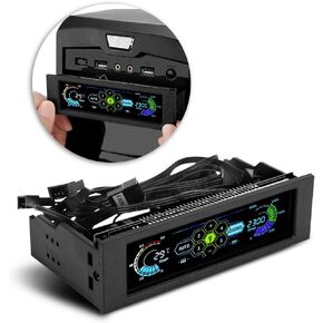 V BESTLIFE وحدة تحكم في سرعة المروحة جهاز كمبيوتر شخصي، وحدة تحكم في مروحة وحدة المعالجة المركزية، مستشعر درجة حرارة الكمبيوتر، محرك تبريد الكمبيوتر، لوحة LCD الأمامية in Kuwait