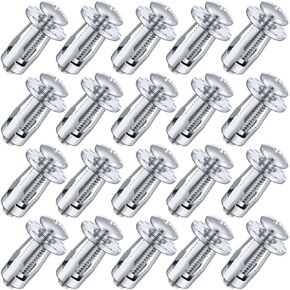 20pcs Expansion Screw Petal Nut, M6 x 25mm Corrosion-Resistant Jack Nuts, Insert Nuts Metal Petal Nuts for Hollow Wall Iron Plastic Polywood Pressboard Hardboard- Silver