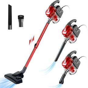 Stick Vacuum Cleaner 17000KPa Corded Vacuum Cleaner, 600W Motor, Lightweight 22.97Ft Corded Vac with Handheld Stick Vacuum 4 in 1, with HEPA Filters, for Pet Hair Hard Floor and Carpet