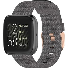 Fit for Fitbit Versa 2 Watch Bands Women Men, Woven Nylon Adjustable Replacement Band Straps Wristbands Accessories Fit for Fitbit Versa Lite Edition, Versa 2, Versa SE, Versa (Gray)