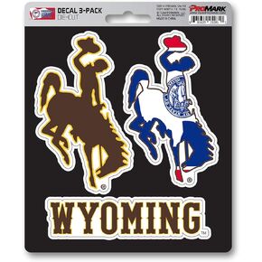 Fanmats NCAA Wyoming Cowboys Team Decal, 3-Pack, Brown, One Size (61072)