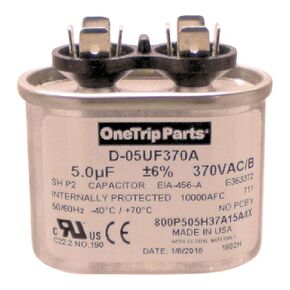USA Run Capacitor 5 UF - 5 MFD 370 VAC Flat Oval