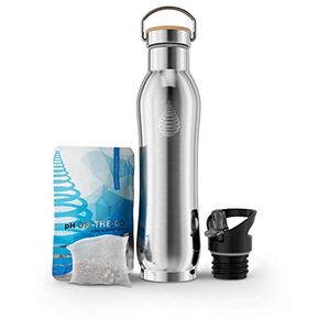 Invigorated Water pH Active Insulated Water Bottle - Filtered Alkaline Water Bottle - Stainless Steel Water Bottle - Includes Alkaline Water Filter, Plus Sports Gym Lid - Double Walled Metal - 650ml