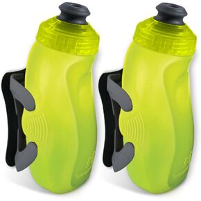 Amphipod RunLite Xtech Hydration System, Dual 10.5 oz Hydraform Water Bottles for Running, Marathons & Endurance Training (Push/Pull Cap) - Clear/Charcoal - 2 x 10.5 oz