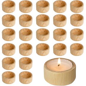 Sarap Wood Tealight Candle Holder - Pack of 24 Votive Candle Holders for Table Centerpiece for Wedding, Halloween, Christmas and Birthday Party - Rustic Wedding Decor and Wedding Favors (24)