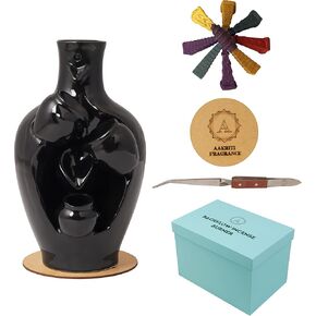 AAKRITI Incense Burner | 100% Eco-Friendly | Home Décor | Feng Shui Based | Traditional Ceramic Backflow Burner | Perfect for Housewarming, Christmas, Birthday, (Earthen)