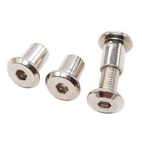 binifiMux 10-Set M8x45mm Rivet Countersunk Hex Socket Cap Bolts and Hex Head Barrel Nuts for Furnitures Cribs Chairs, Nickel Plated