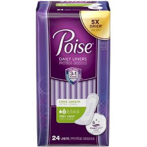 Poise Liners, Very Light Aborbency, with Extra Coverage 24 Count (Pack of 1)