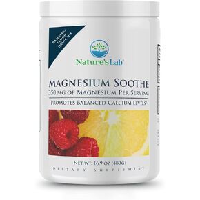 Nature's Lab Magnesium Soothe Powder 350mg - Promotes Balanced Calcium Levels, Muscle & Nerve Function, Energy Production, and Overall Cardiovascular Health - 16.9 oz (100 Servings)