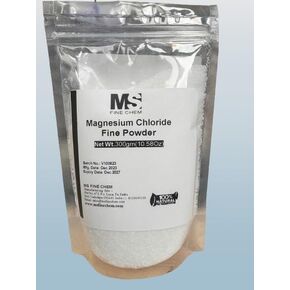 MS Finechem Magnesium Chloride USP (Pharmaceutical Grade) Hexahydrate 100% Edible Cloruro de Magnesio Comestible Powder - 300gm (10.5oz)