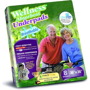 WELLNESS Absorbent UNDERPADS 30x36 Pack of 8