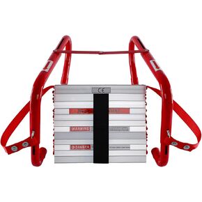 Retractable Fire Escape Ladder 2 Story Homes, 15 Foot with Wide Aluminum Steps for Adults Emergency Window Exit