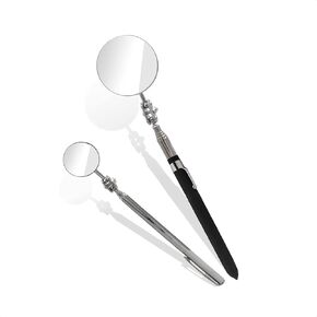 2 Pieces Glass High-Tech Telescoping Inspection Mirror Retractable Handle Pocket Clip Mechanic Tools