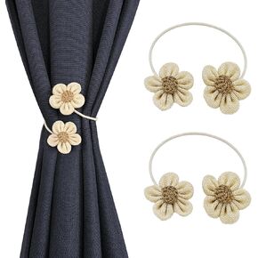 Curtain Tiebacks Curtain Ties Boho Flower Curtain tie Backs Handmade Curtains tiebacks Curtain Holder Tie Backs for Curtains Braided Curtain holdbacks for Thin & Thick Home & Office Window Draperies